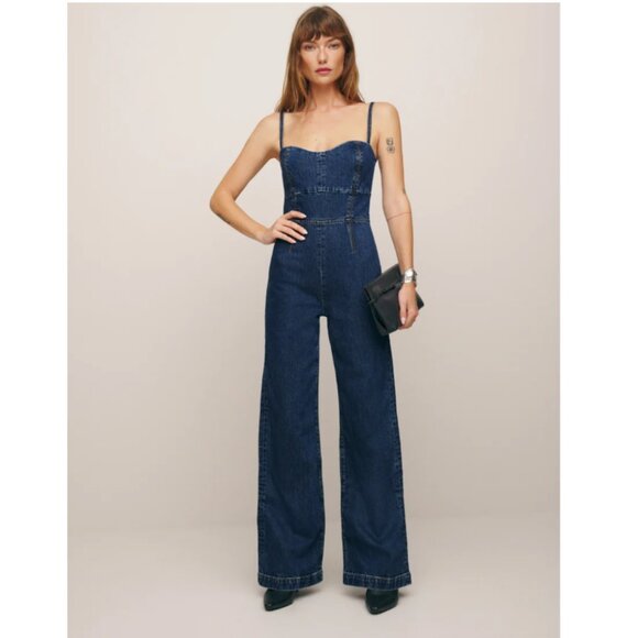 Reformation Pants - Reformation Dark Blue Denim Jumpsuit